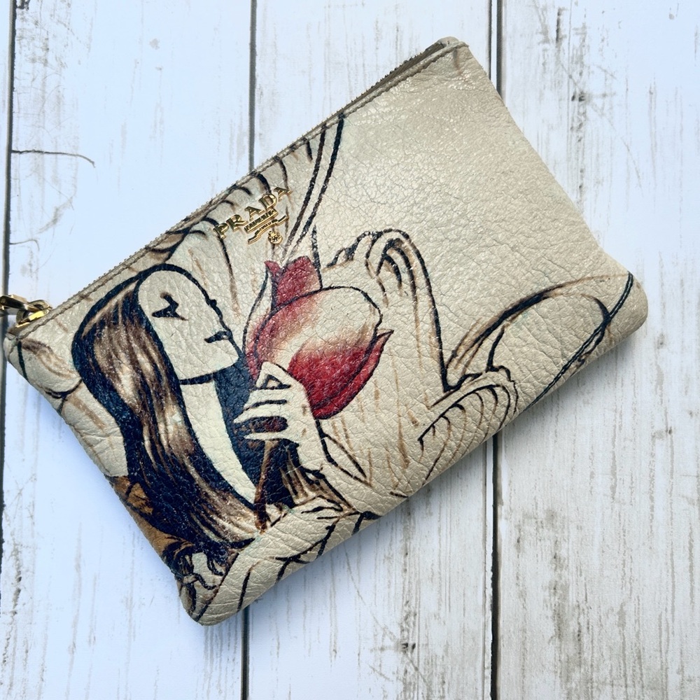 PRADA MINI LMT Ed JAMES JEAN FAIRY CERVO LUX Leather Pouch Clutch *RARE*
